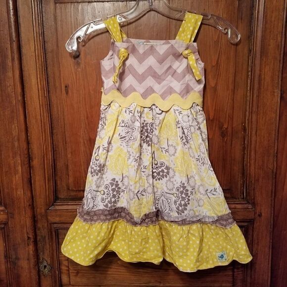 Sweetiebirds Polka Dot Chevron Floral Dress 3T - Picture 1 of 6
